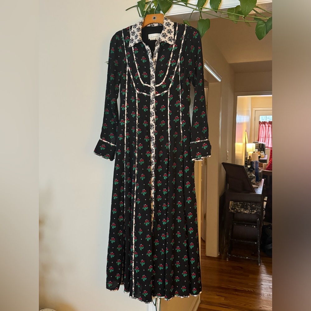 Anthropologie floral button maxi dress